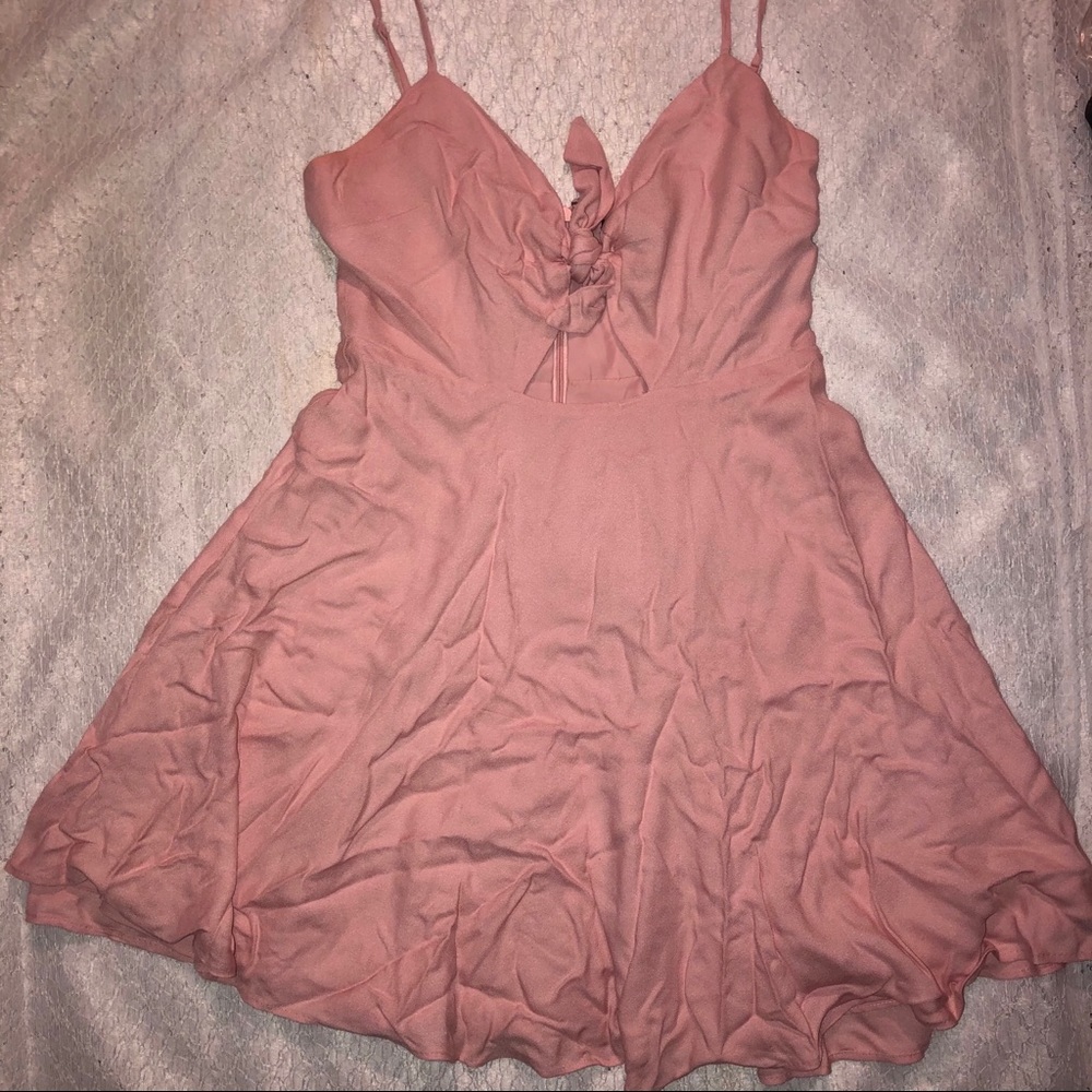 Forever 21 Pink Mini Dress with Front Bow Open